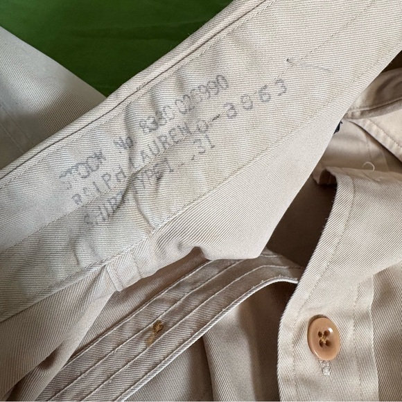 Polo Ralph Lauren Shirt Hawaii Naval Air Base Tan Button Up Safari Military - Picture 14 of 16